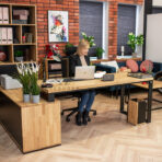 corner desk with pedestal