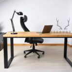 wood and metal desk