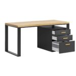 Industrial loft desk with drawers. Oak top 160 cm x 70 cm. Blum drawers