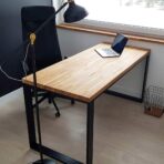 industrial loft desk with oak top