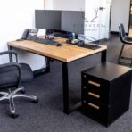 desk with wooden top