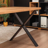 stół X z blatem dębowym