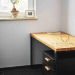 desk with wooden top