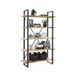 bookcase with wooden shelves