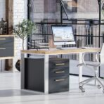 desk with wooden top white