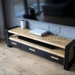wood and metal hi-fi rtv cabinet