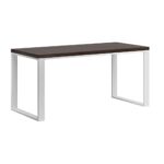 White desk with brown wooden top 160x70