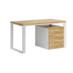 White desk with pedestal for documents and office accessories 140x70