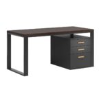 Solid wood modern desk and under-desk cabinet 160x70