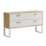 White dresser for office or study. Modern, loft style. Lat. 140cm