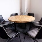 round table with wooden top