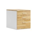 White oak pedestal with drawers under desk