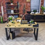 corner desk with wooden top