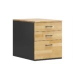 Oak pedestal with drawers for desk with wooden top