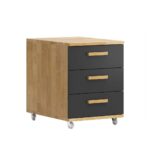 Mobile pedestal on wheels with drawers, black