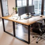 desk with wooden top