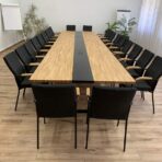table with wooden top for conference room