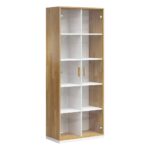White loft showcase made of glass and wood