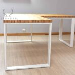 white desk on metal legs