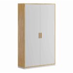 White file cabinet made of wood, board and metal. Width 90cm