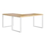 white corner desk with wooden top