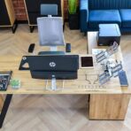 corner desk with wooden top