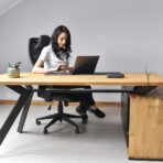 desk with wooden top