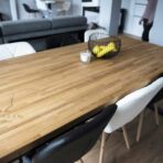 industrial table with wooden top