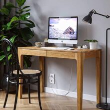 wooden desk with drawers