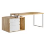 white desk with drawers