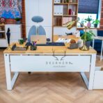 white left-hand desk