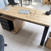 wood and metal desk