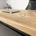 desk with wooden top