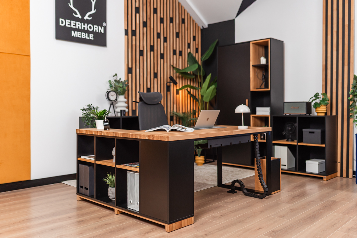 biurko-z-jedna-noga-pełna-i-jedna-metalowa biurko z jedną nogą pełną i jedną metalową