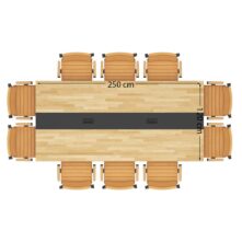 Stół konferencyjny z drewnianym blatem 250x120 z otworem na kable