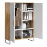 White closet for clothes and binders for office and cabinet