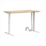 White height-adjustable desk with a flat top. Slim 140x70