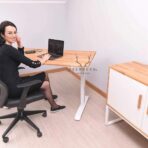 white height adjustable desk