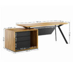 biurko z blendą i drewnianym blatem do pracy