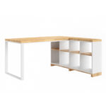 White wood and metal corner desk "modern office" right side
