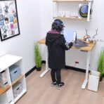 white adjustable desks