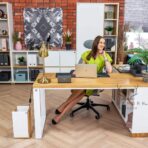 corner desk white with wood