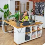 2-in-1 bookcase desk