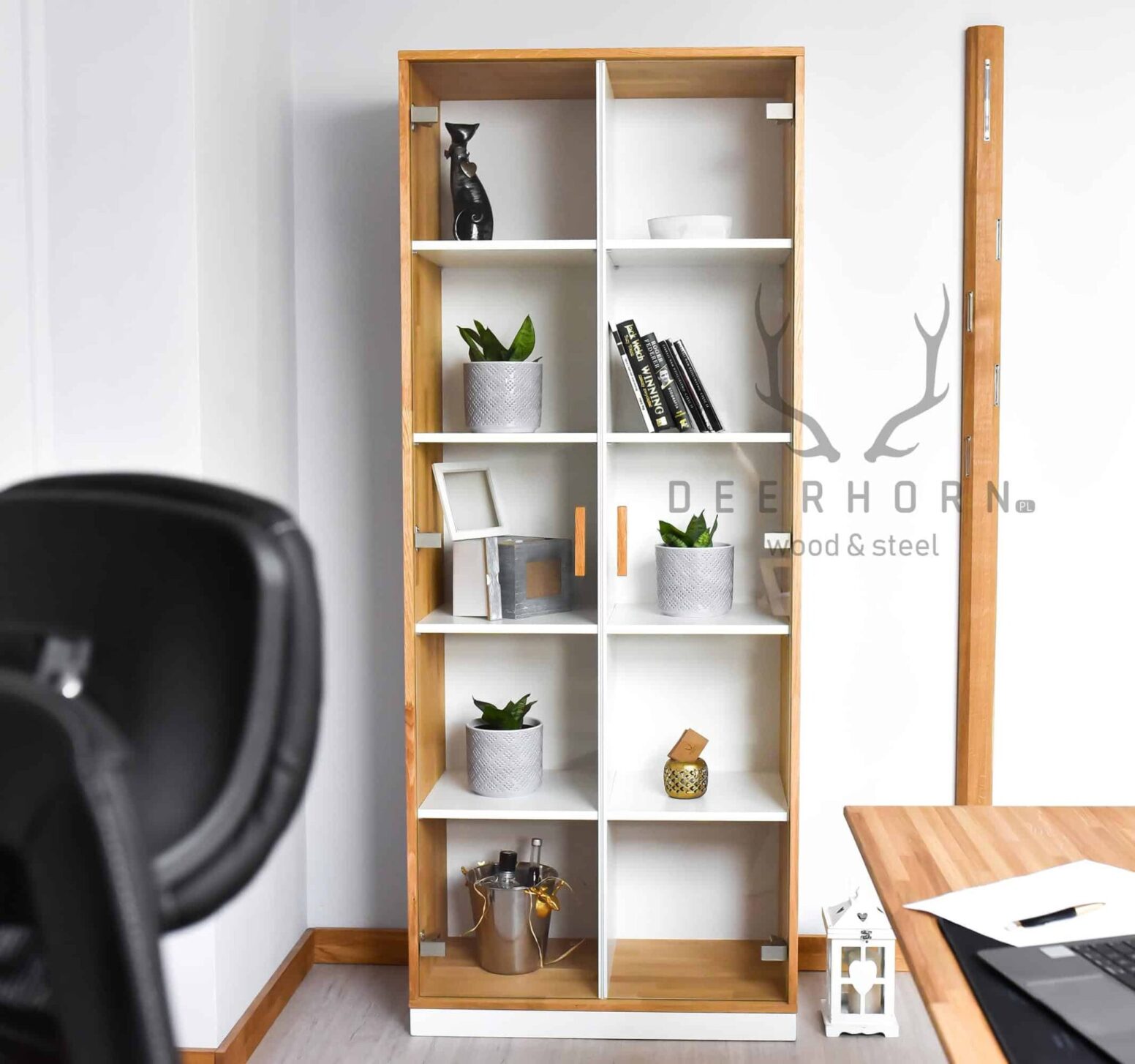 loft glass and wood showcase