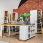 corner desk with shelves