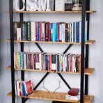 bookcase made of wood and metal