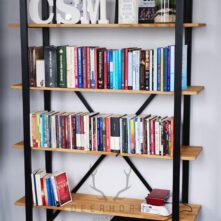 bookcase made of wood and metal