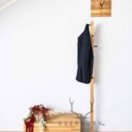 clothes rack made of wood and metal