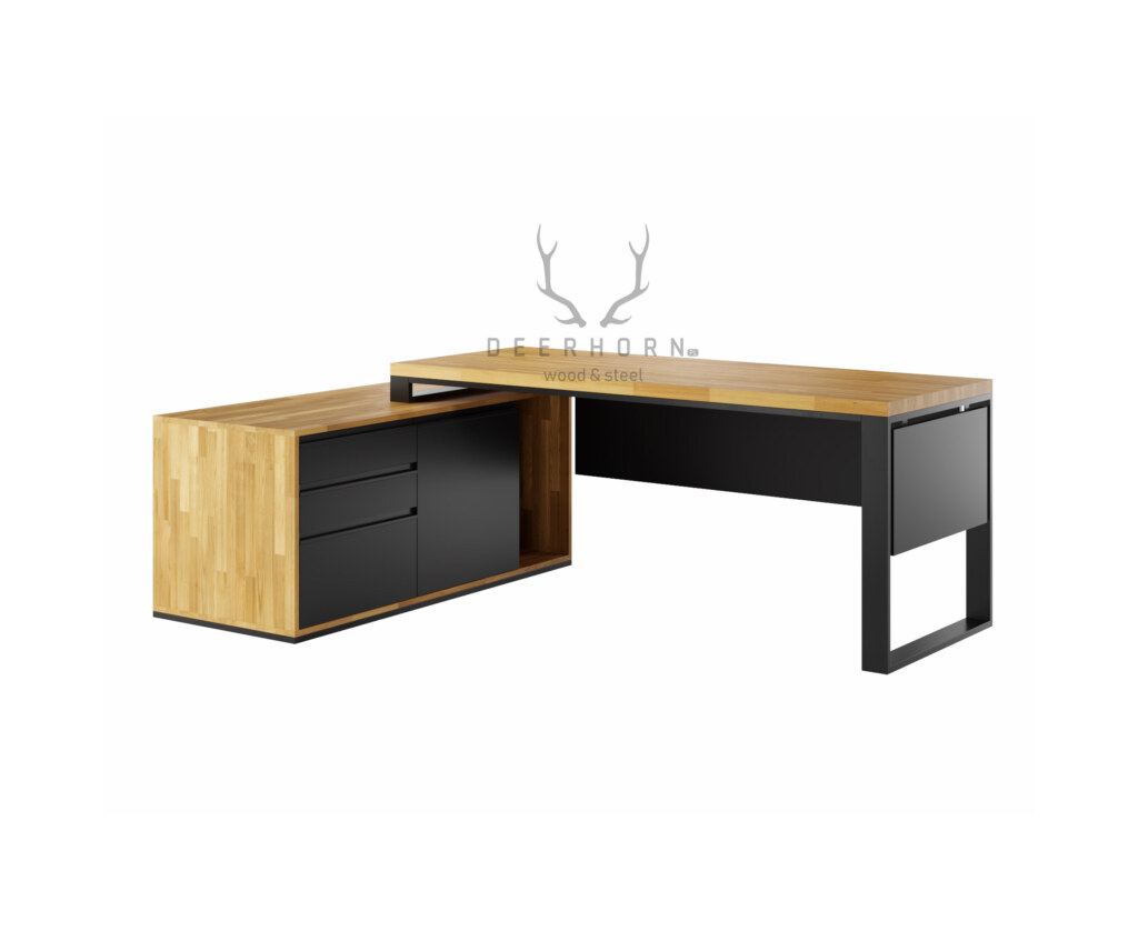 Corner desk with premium wooden top for the office