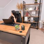 wood and metal desk
